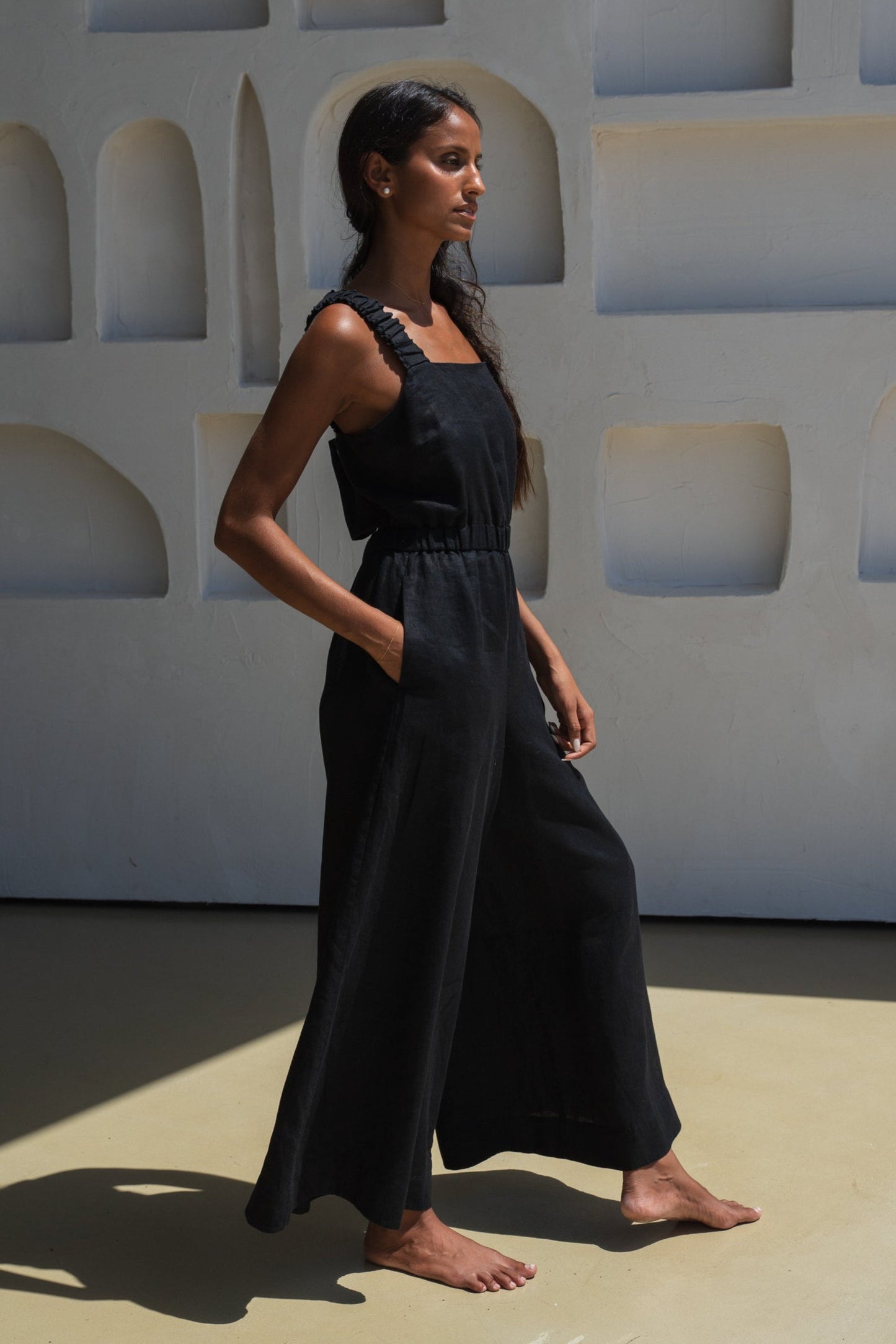 Keely Black Linen Jumpsuit