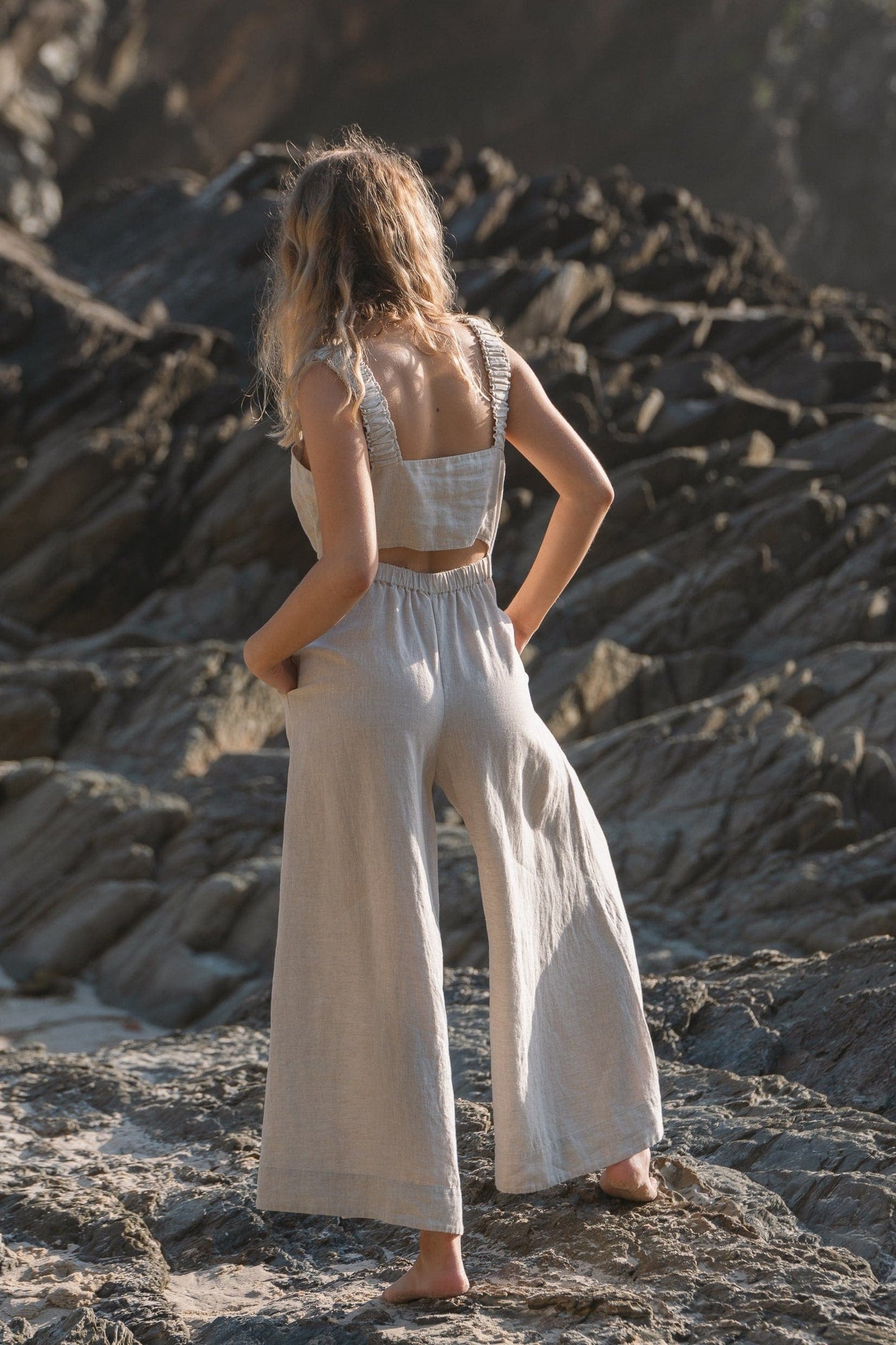 Keely Oatmeal Linen Jumpsuit