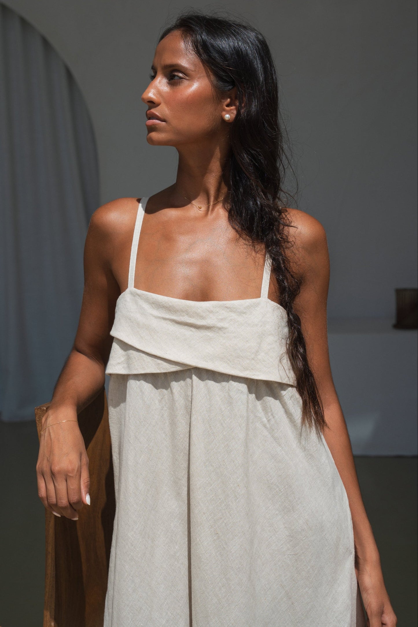 Kiko Oatmeal Linen Dress