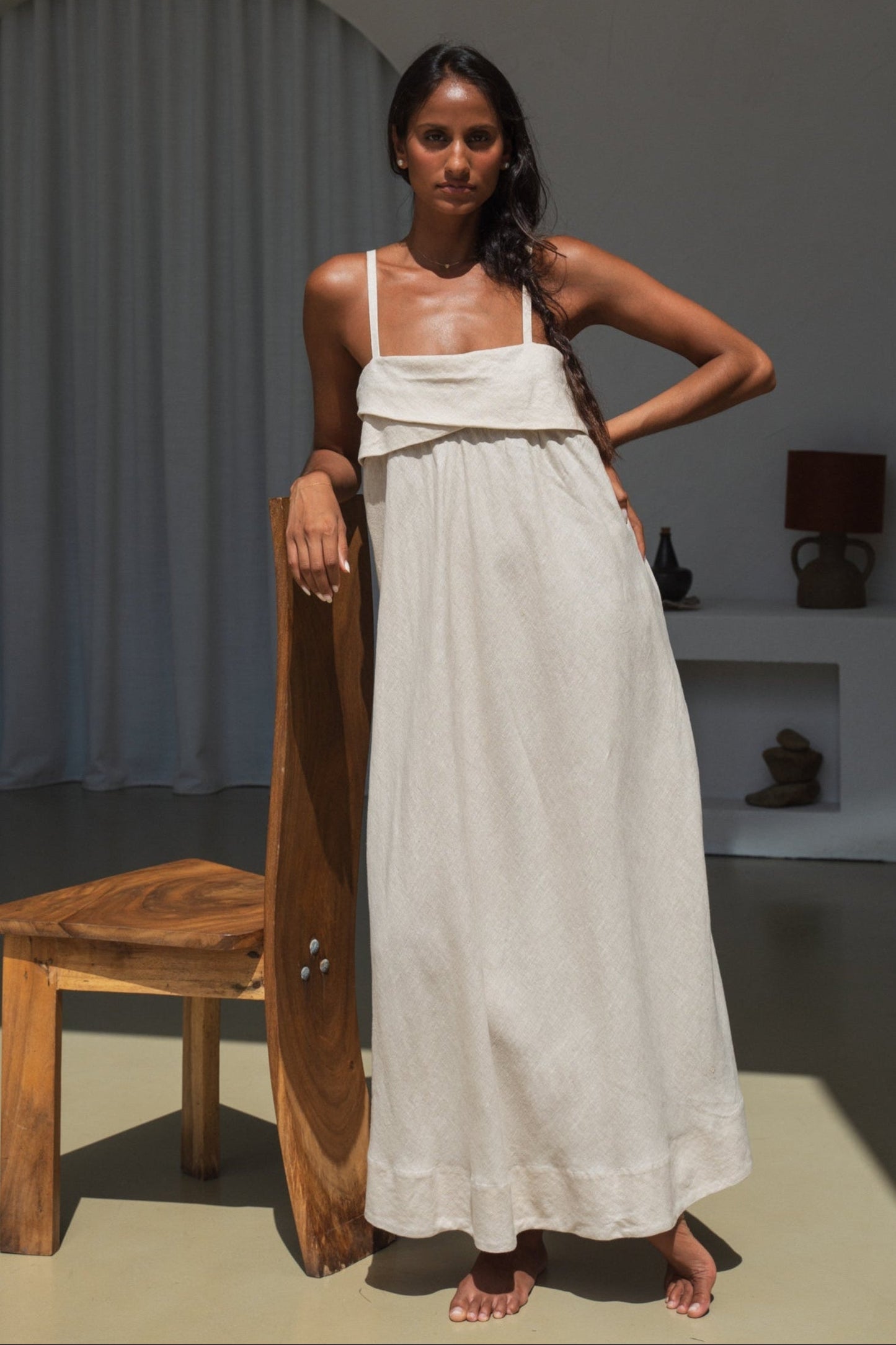 Kiko Oatmeal Linen Dress