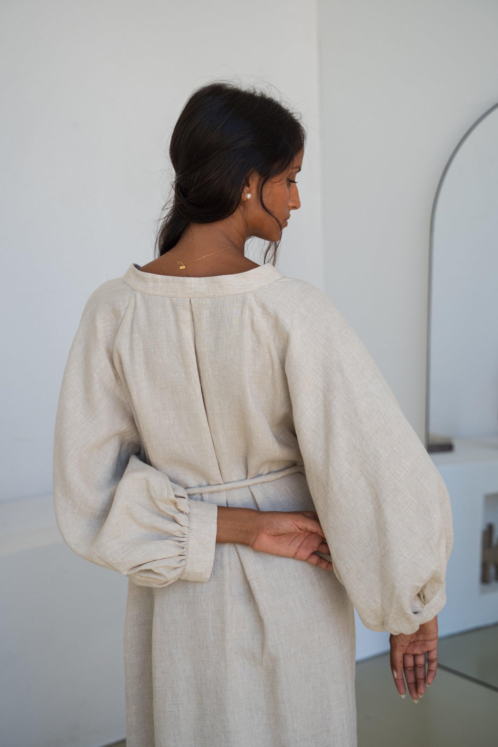 Mae Oatmeal Linen Dress
