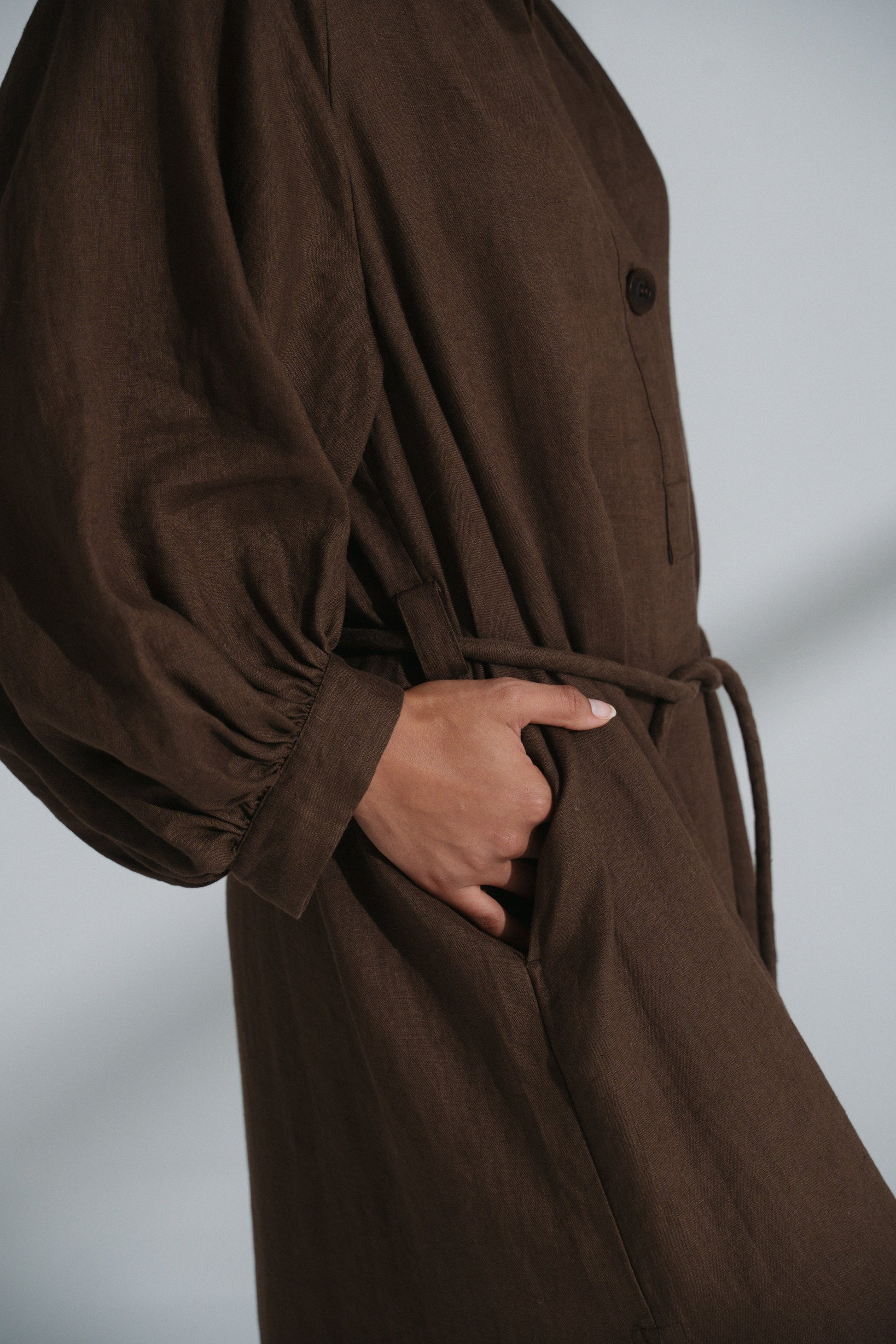 Mae Chocolate Linen Dress