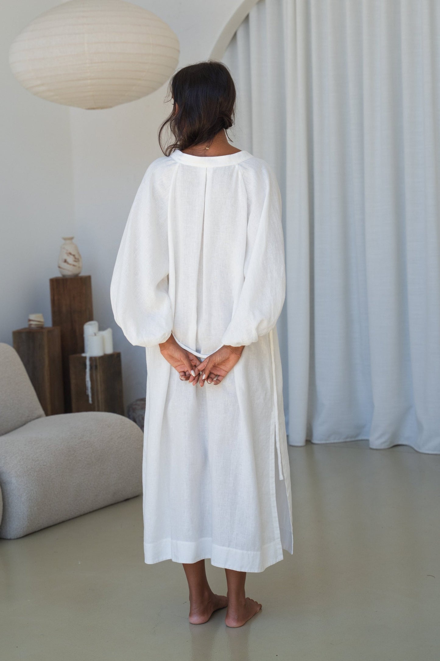 Mae Ivory Linen Dress