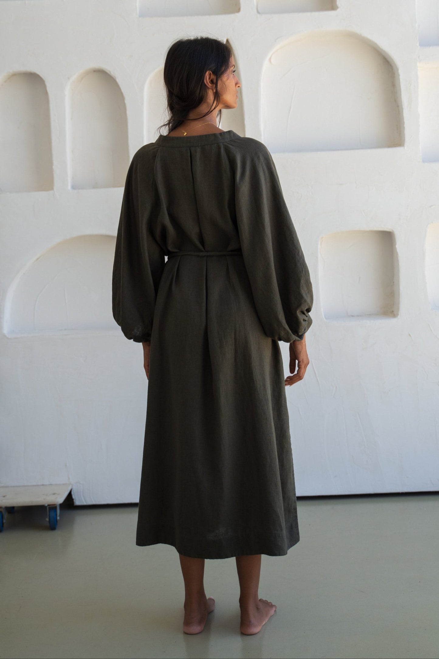 Mae Khaki Linen Dress