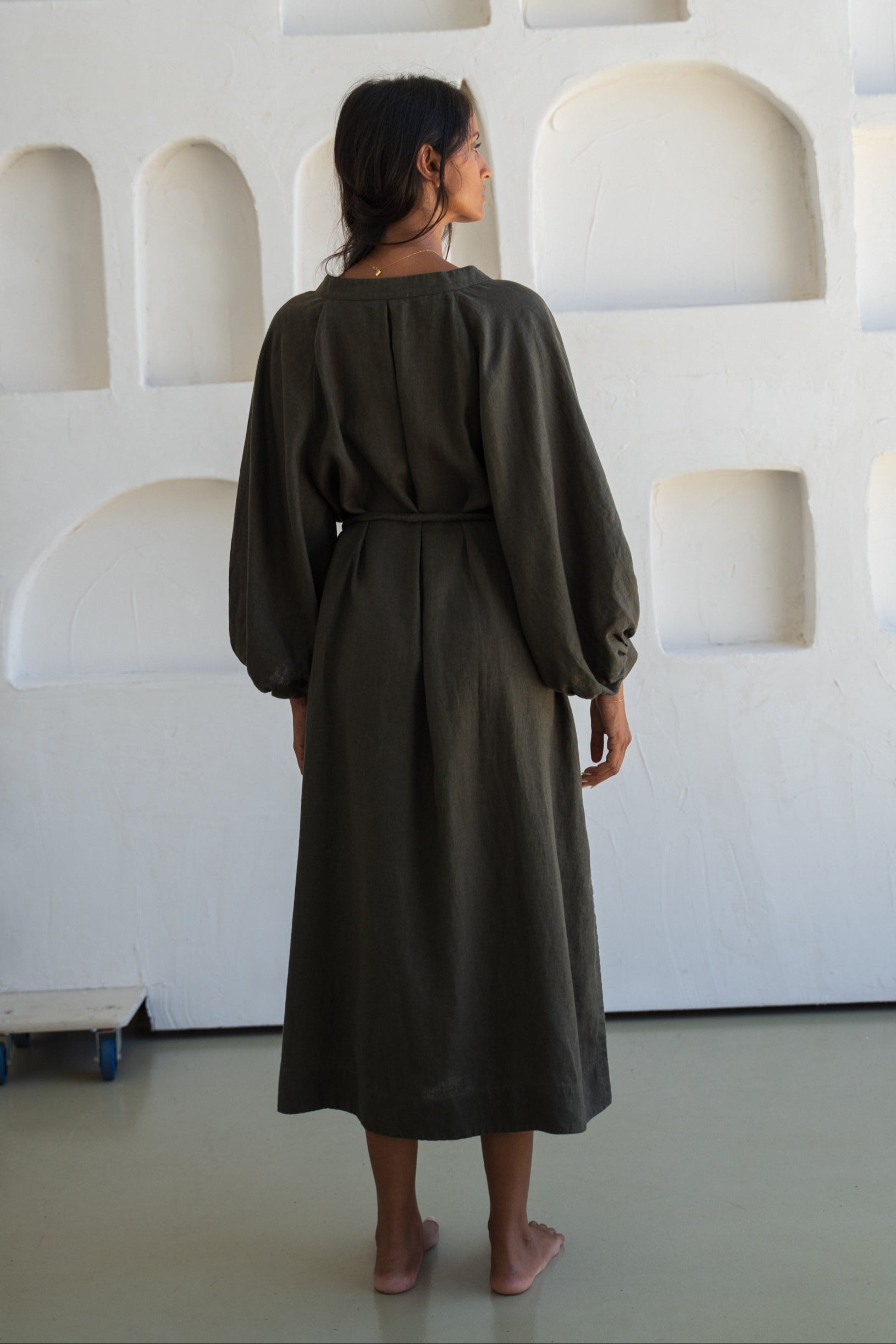 Mae Khaki Linen Dress