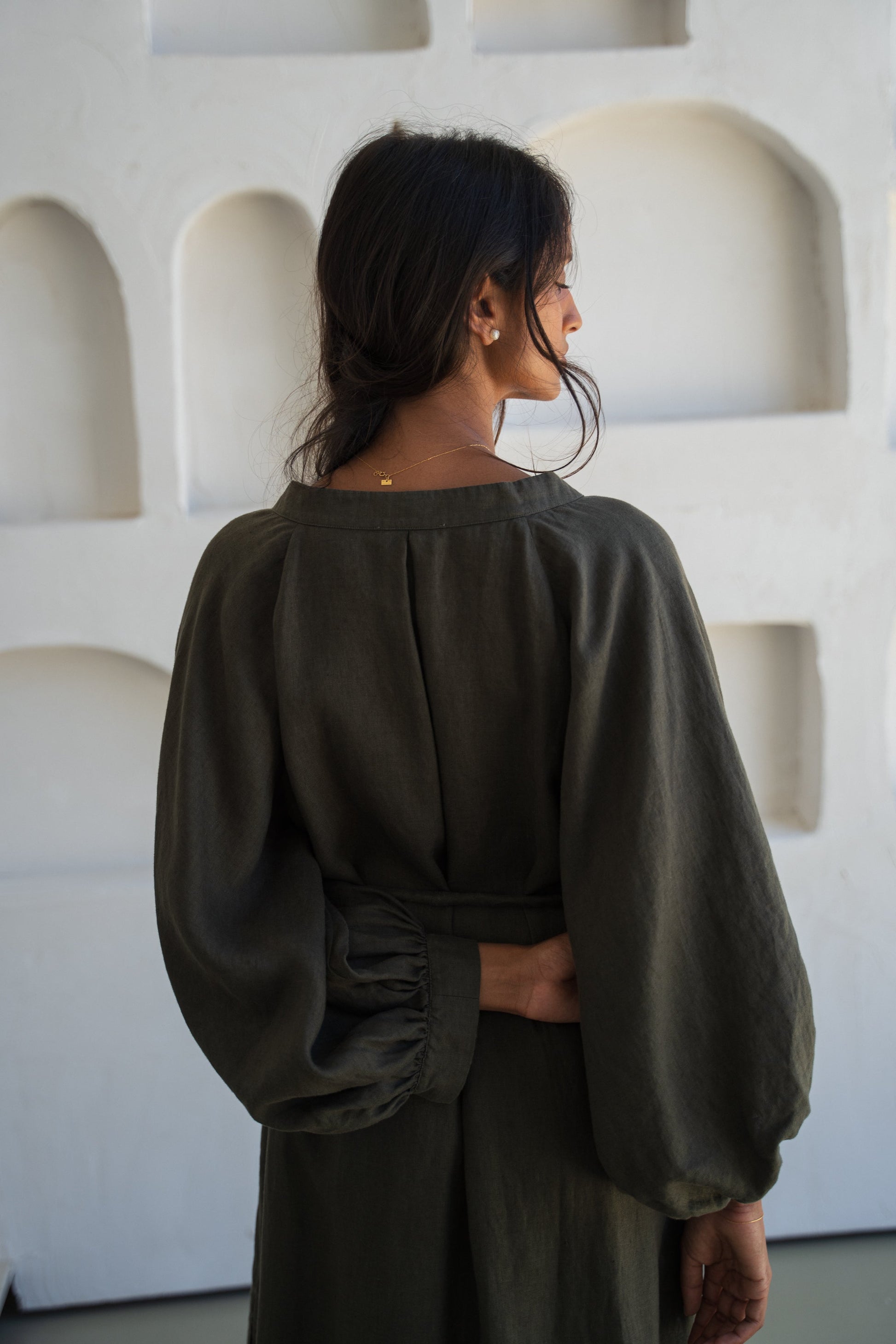 Mae Khaki Linen Dress