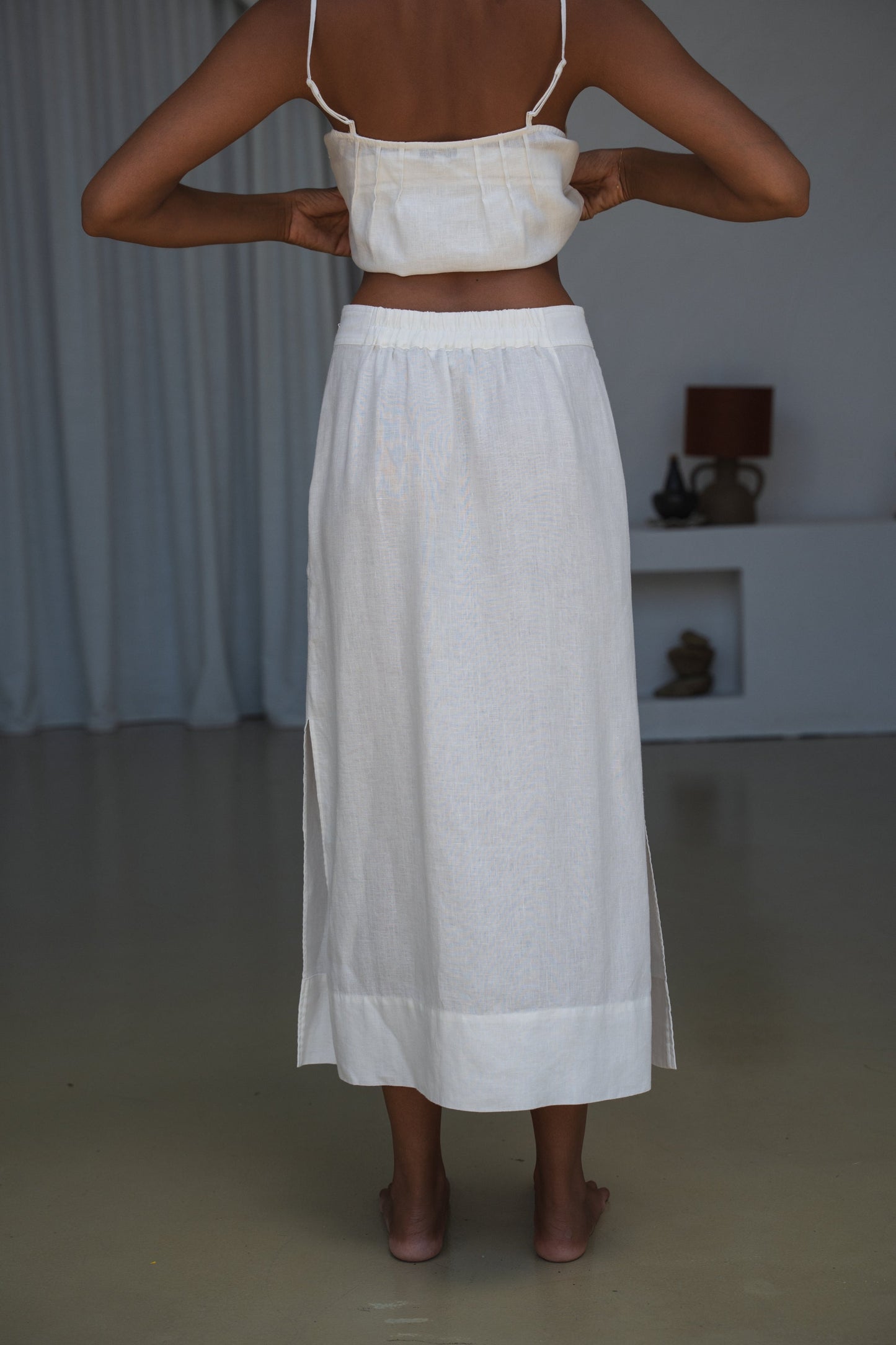 Nadi Ivory Linen Skirt