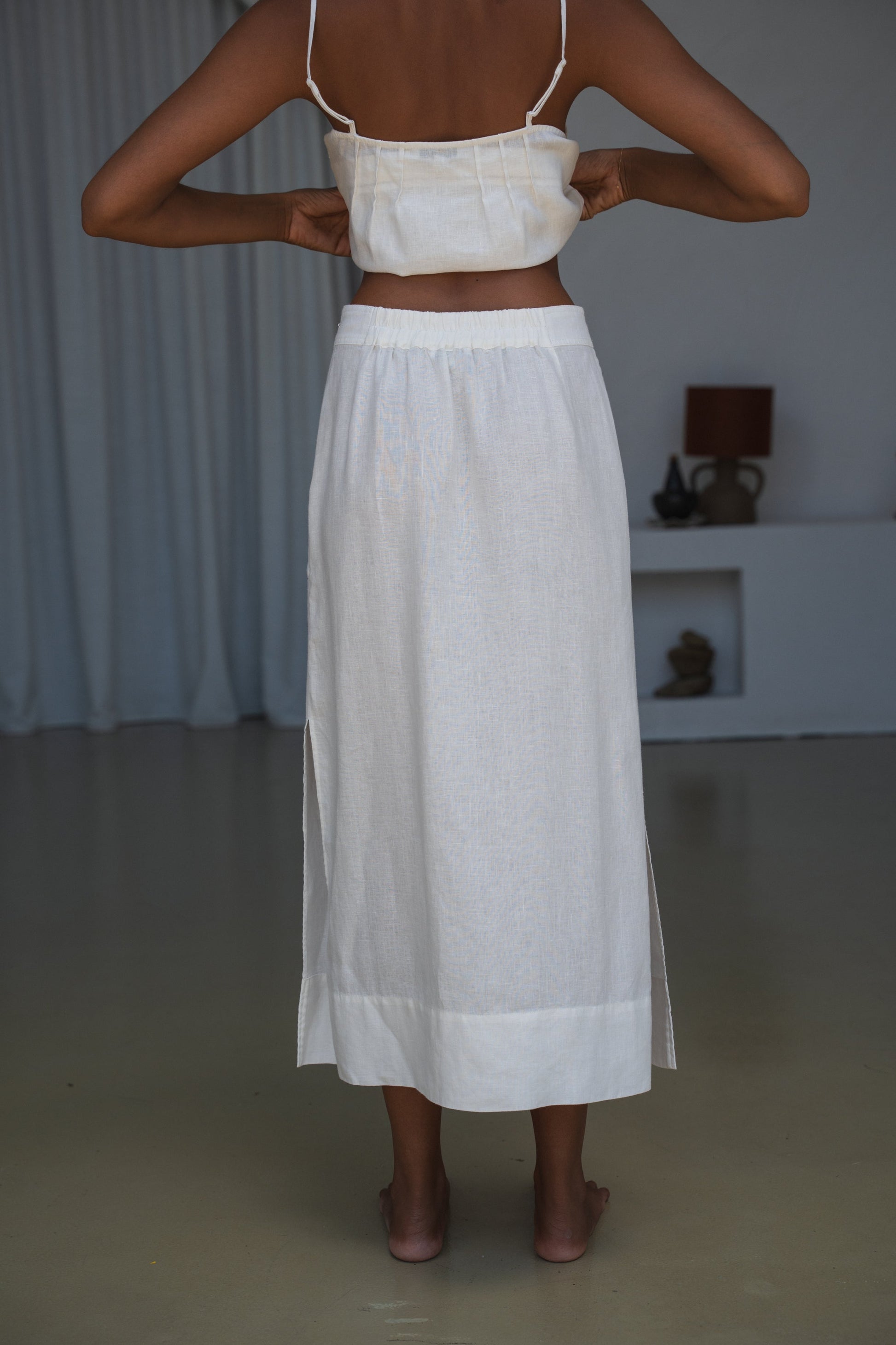 Nadi Ivory Linen Skirt