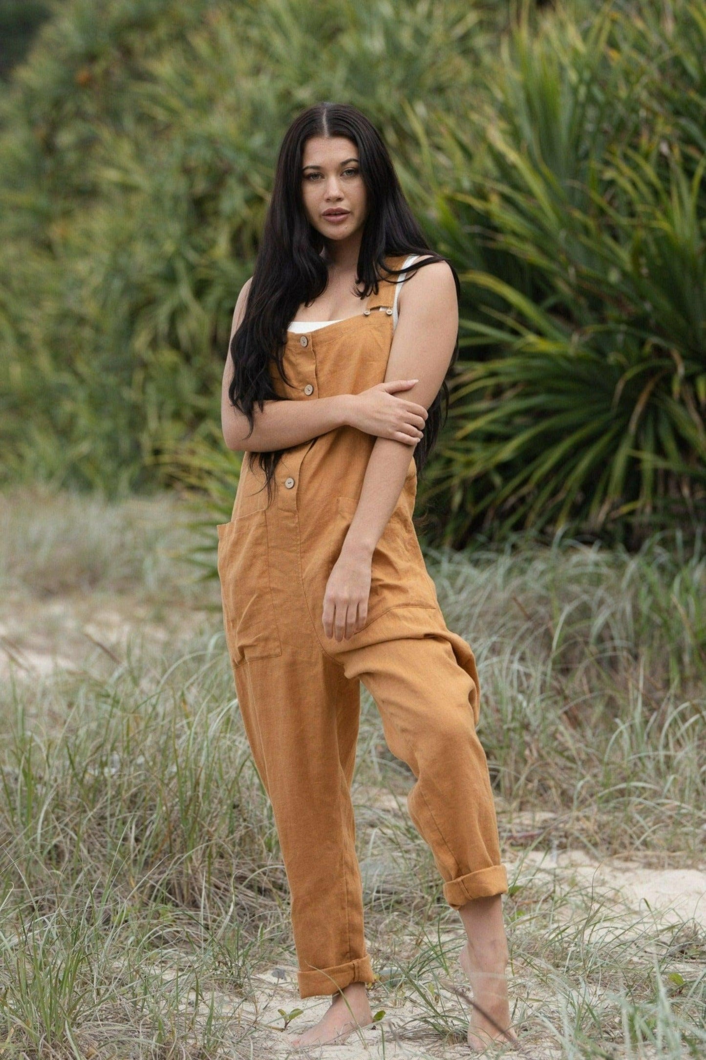 Piper Nutmeg Linen Jumpsuit