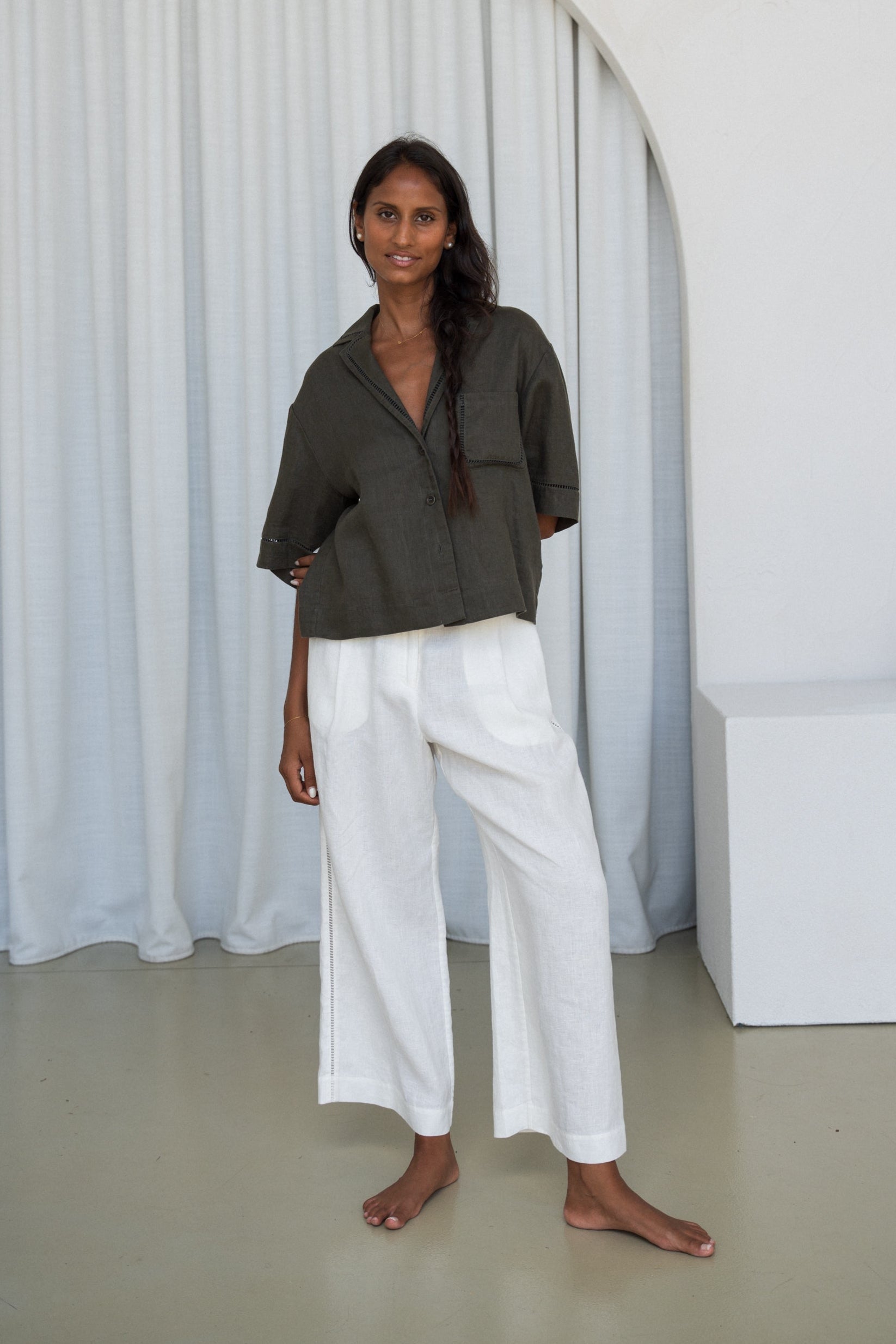 Quinn Khaki Linen Shirt