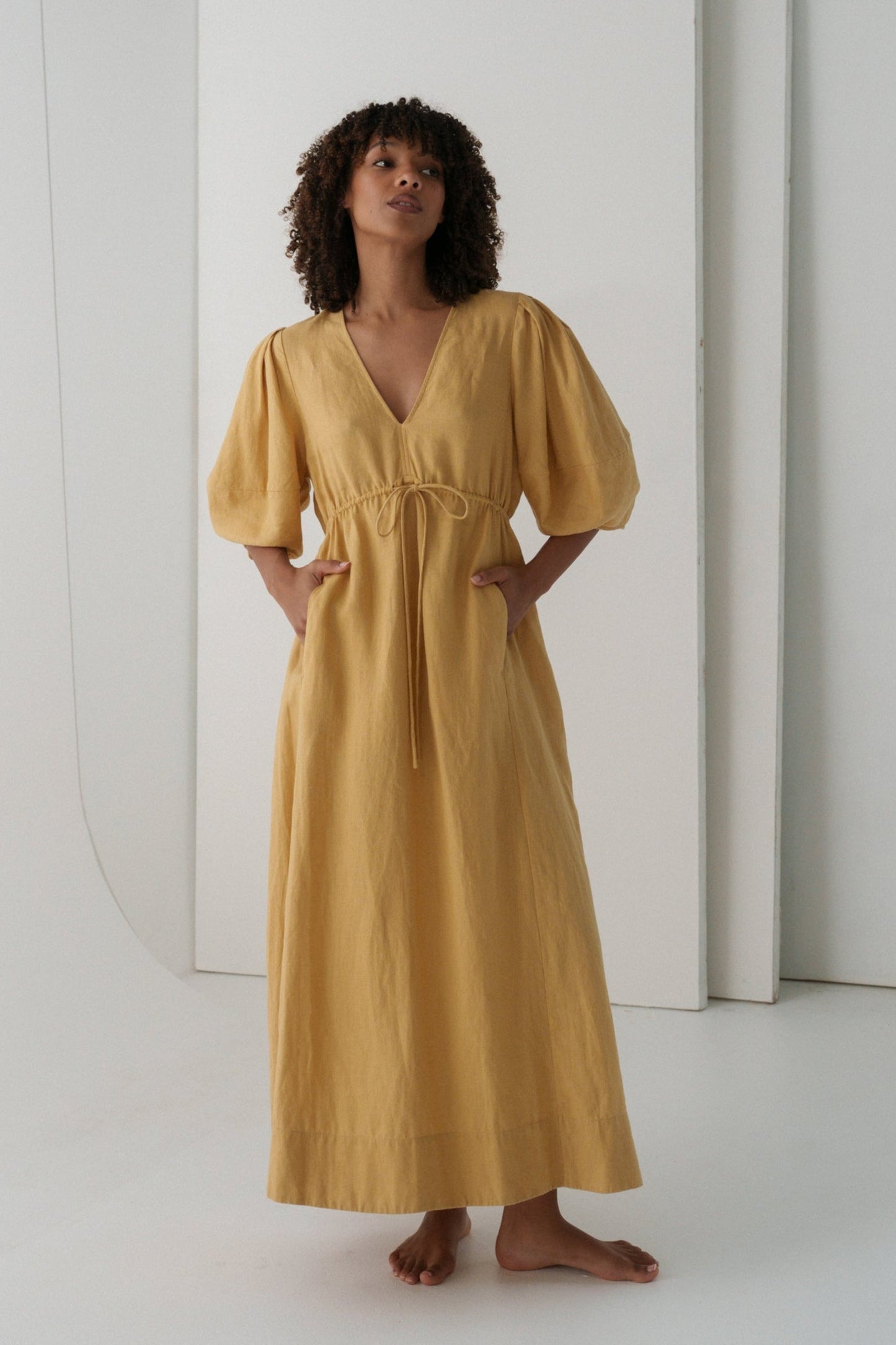 Vida Sand Linen Dress