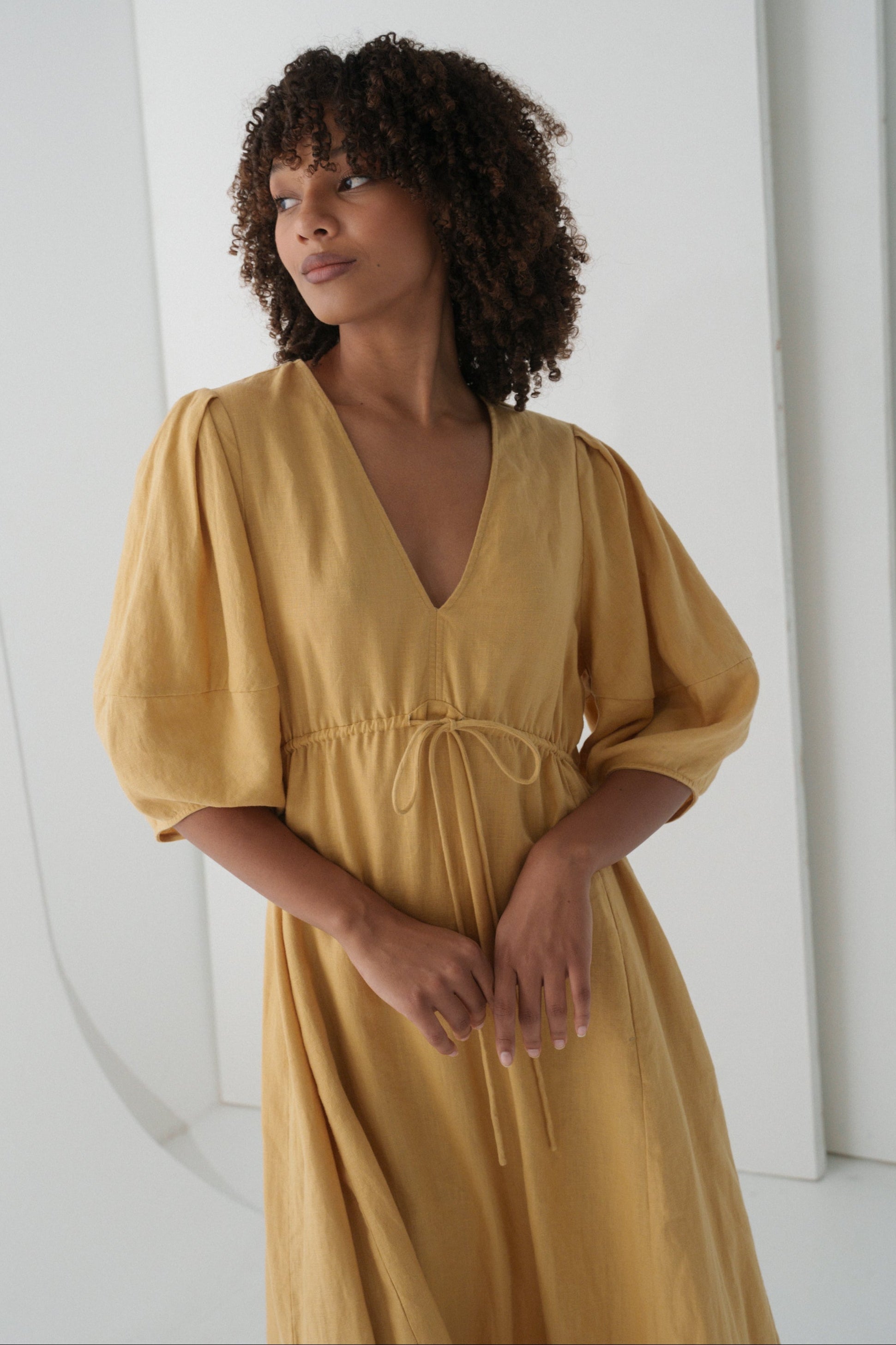 Vida Sand Linen Dress