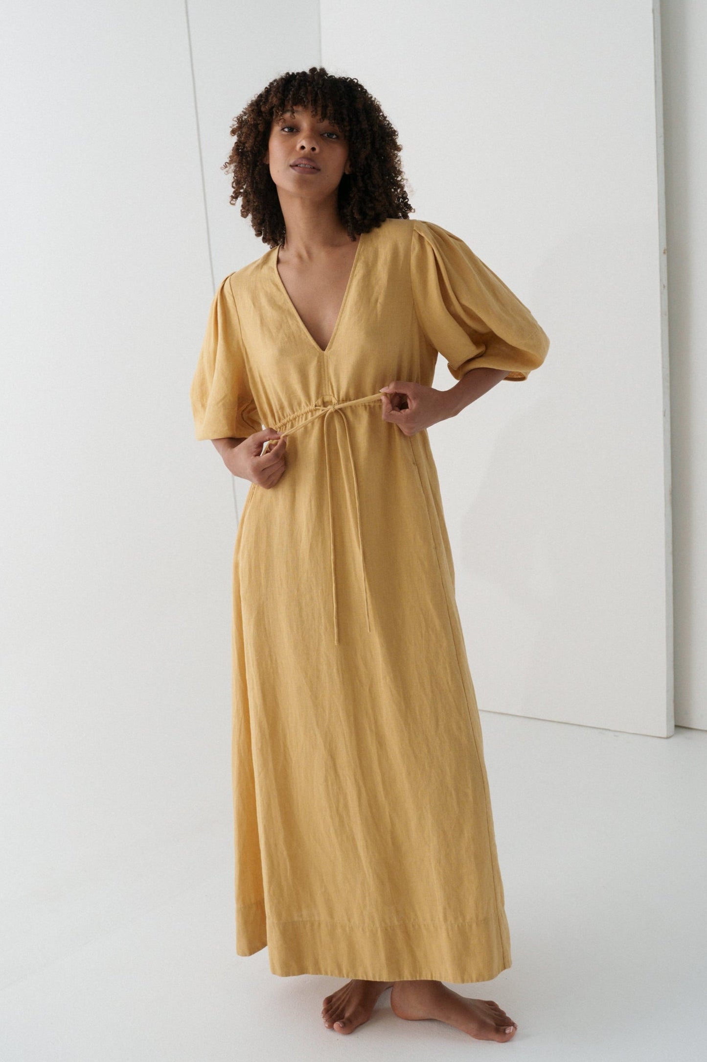 Vida Sand Linen Dress