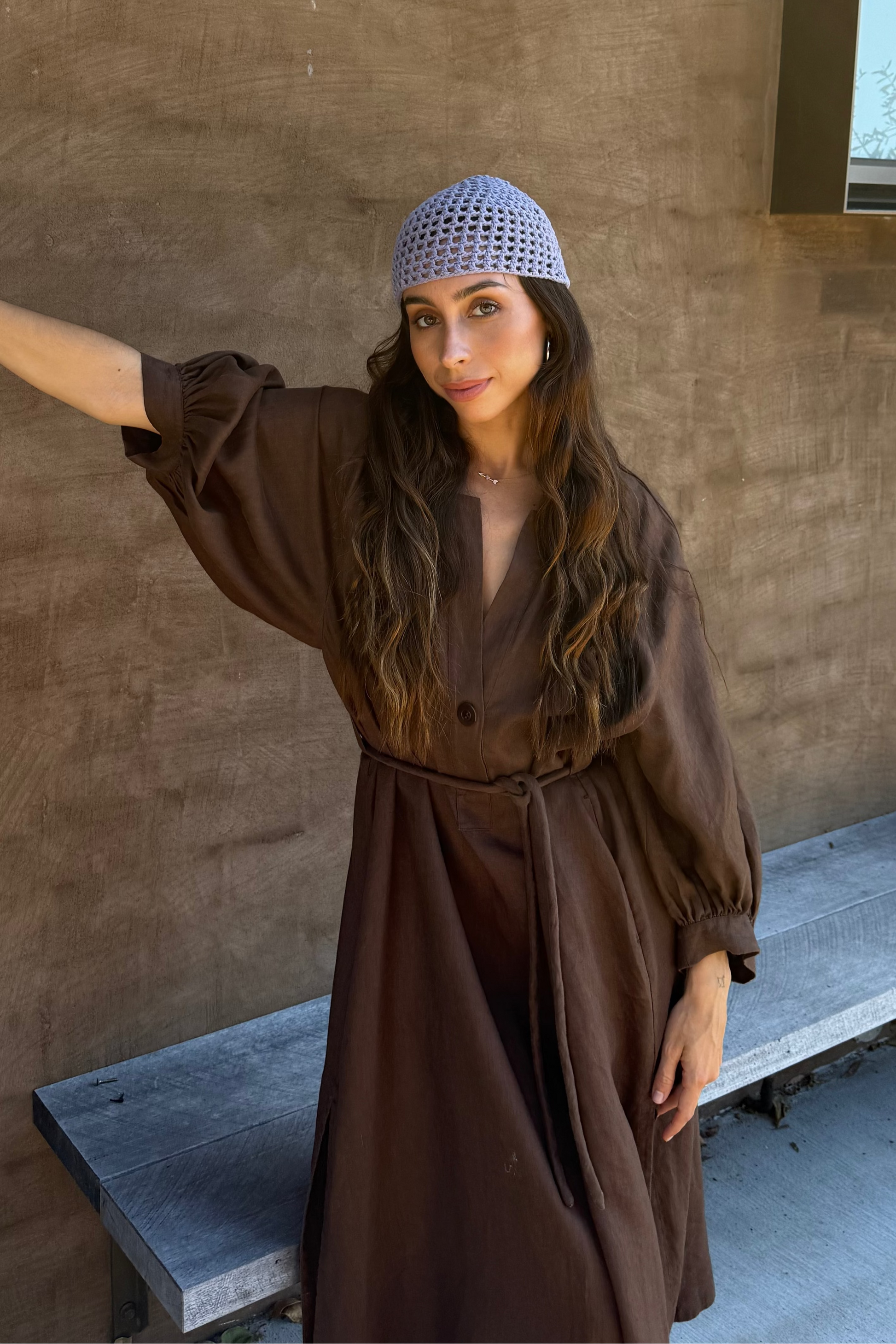 Mae Chocolate Linen Dress