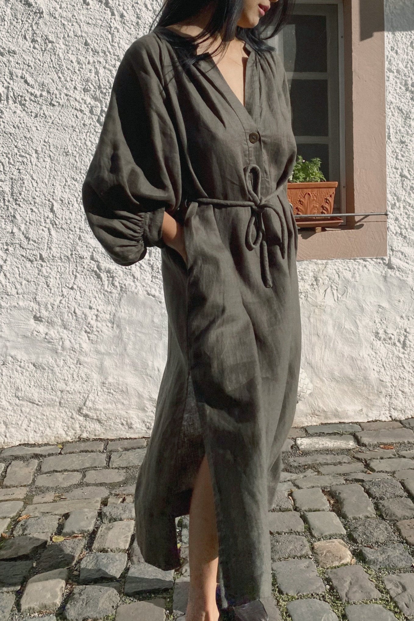 Mae Khaki Linen Dress