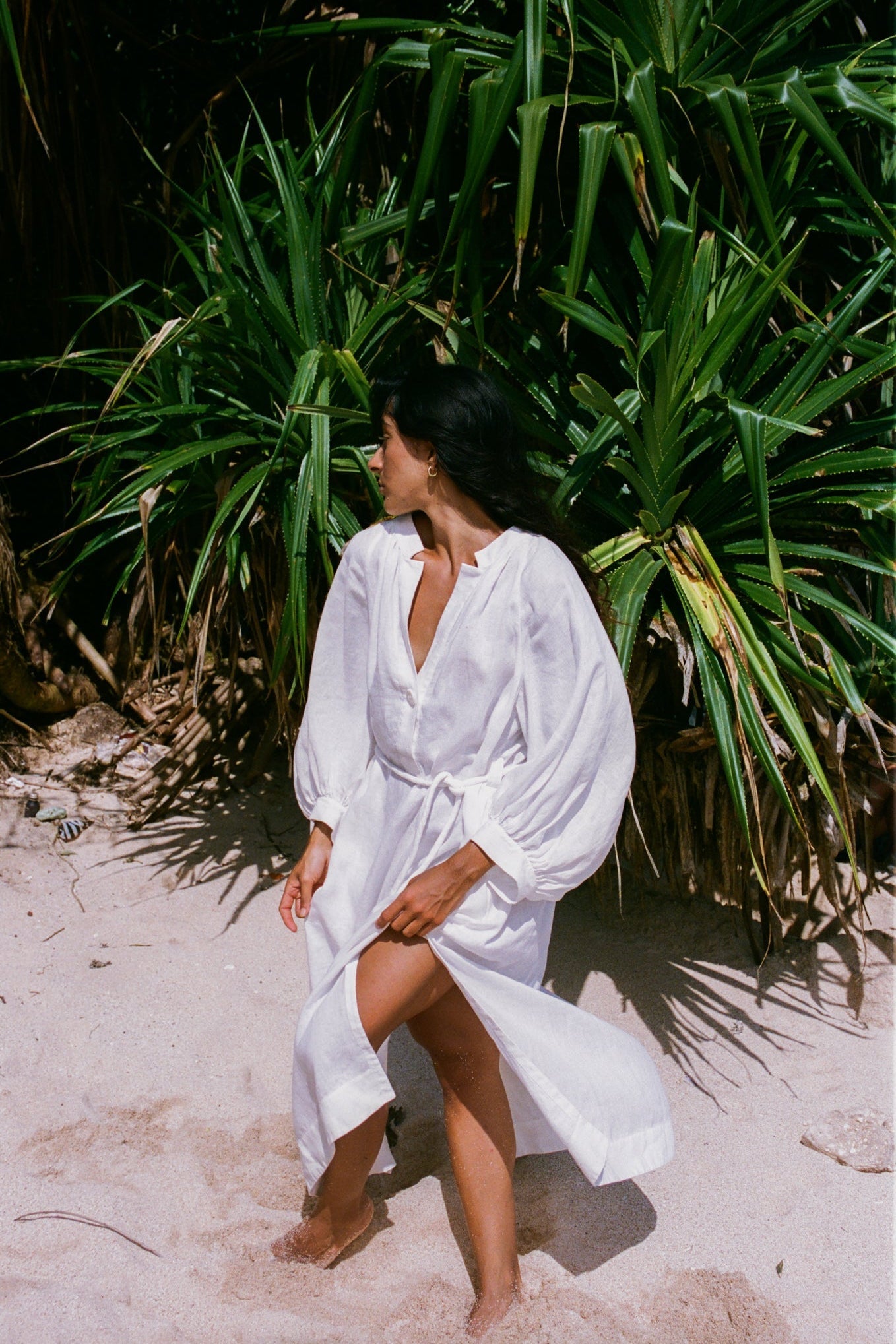 Mae Ivory Linen Dress