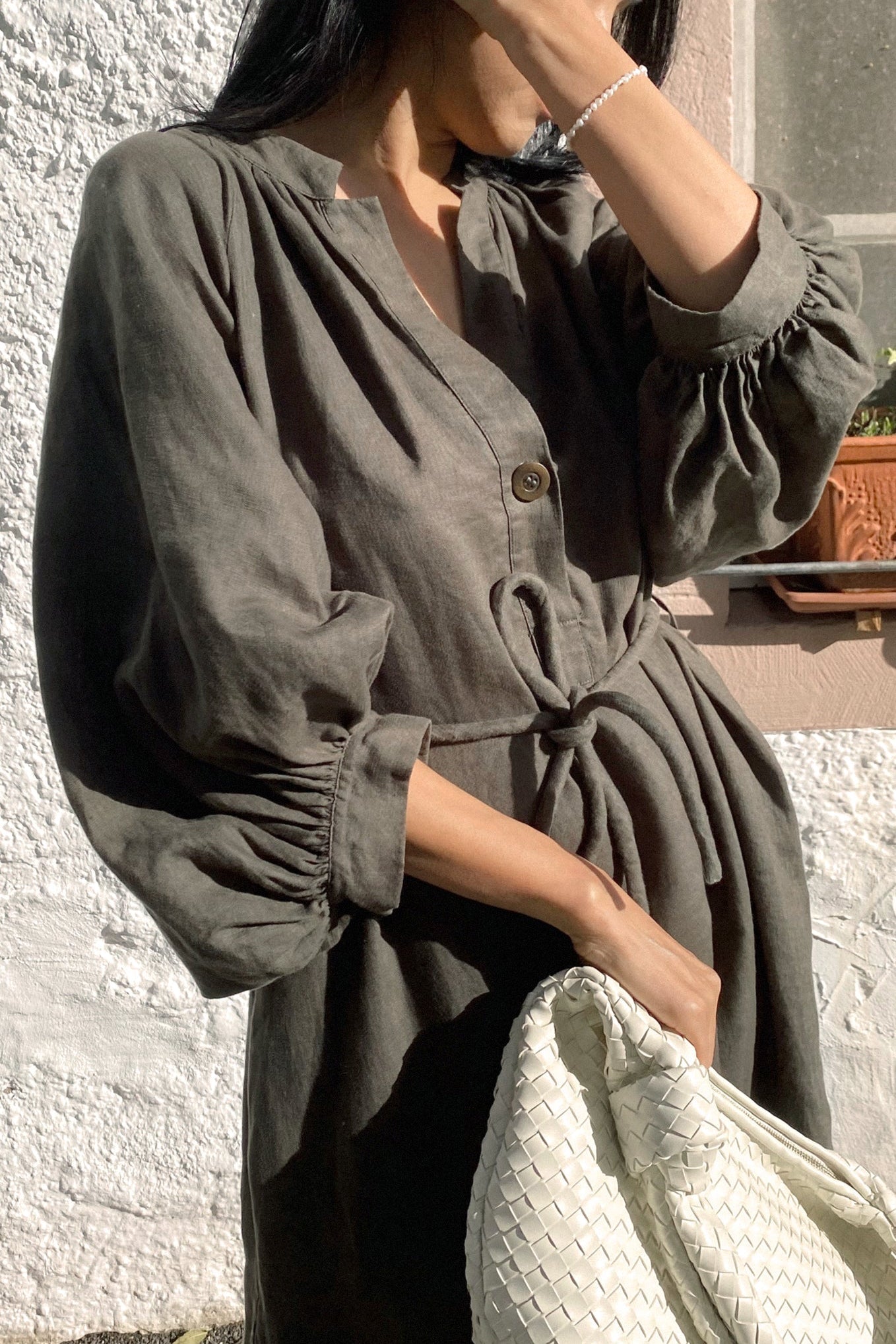 Mae Khaki Linen Dress