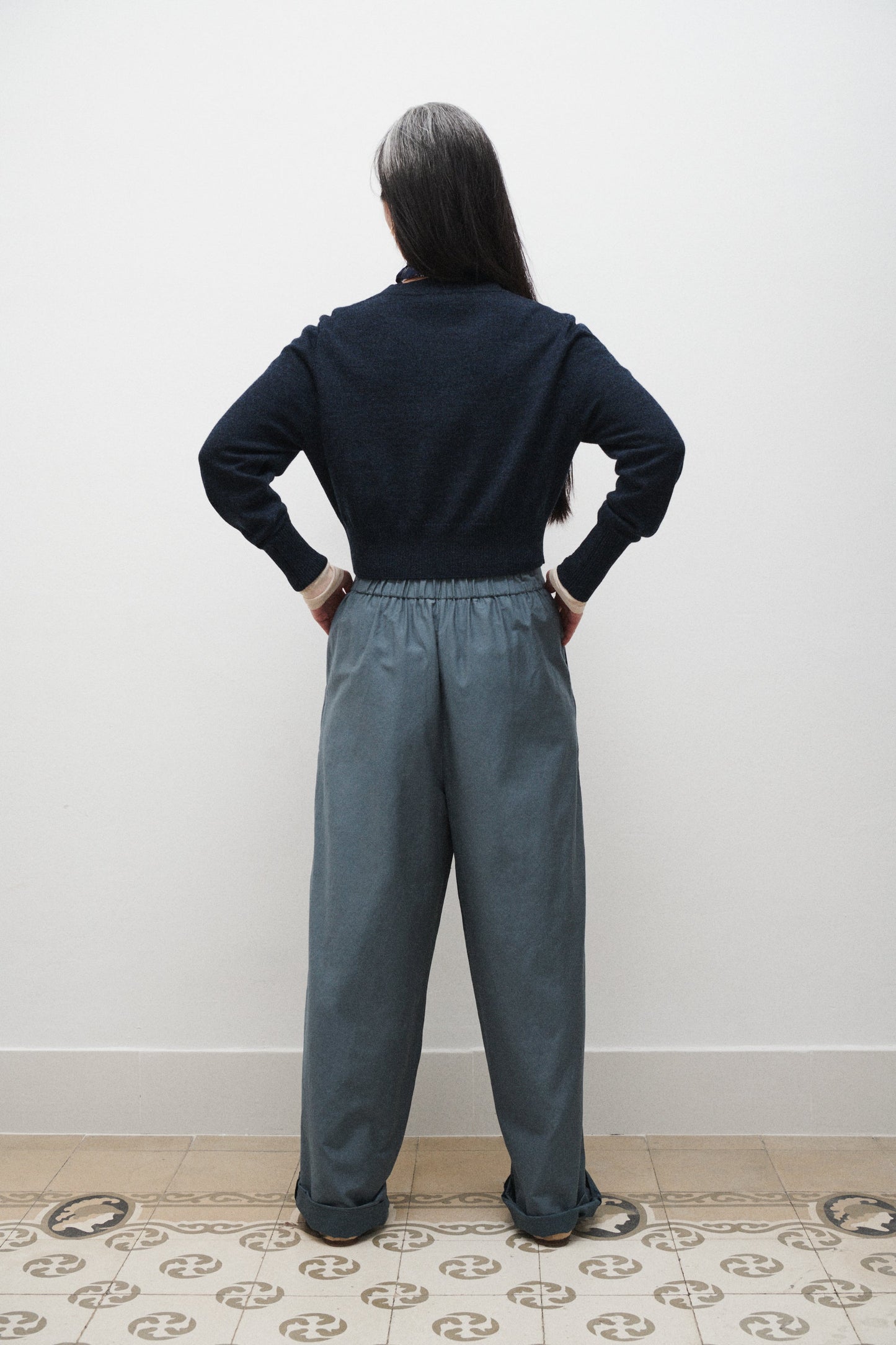 Cotton Silk Paper Bag Pants Slate