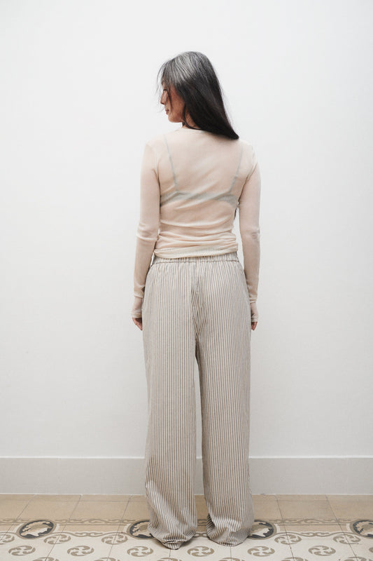 Cotton Paper Bag Pants Slate Stripe