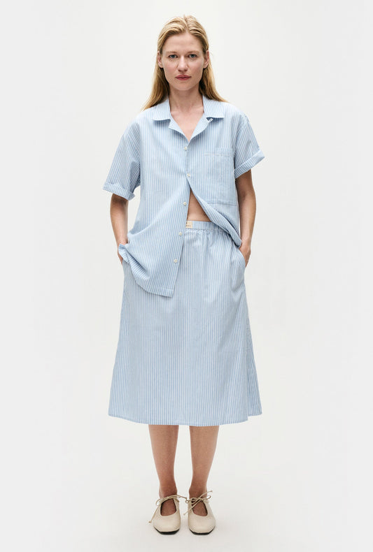 Cotton Midi Skirt Storm Stripe