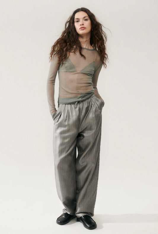 Twill Slouch Pants Moon Pinstripe