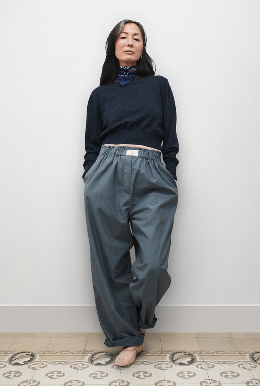 Cotton Silk Paper Bag Pants Slate