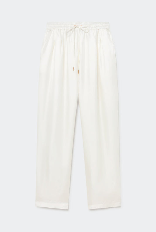 Twill Slouch Pants White