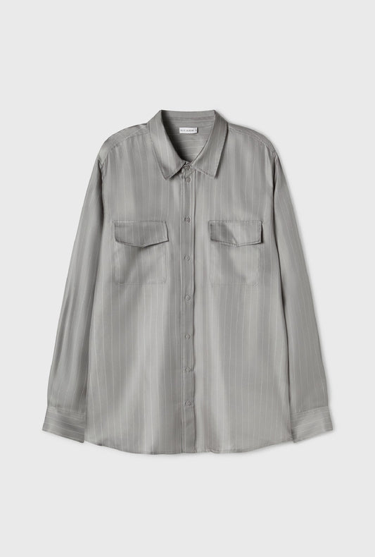Twill Boyfriend Shirt Moon Pinstripe