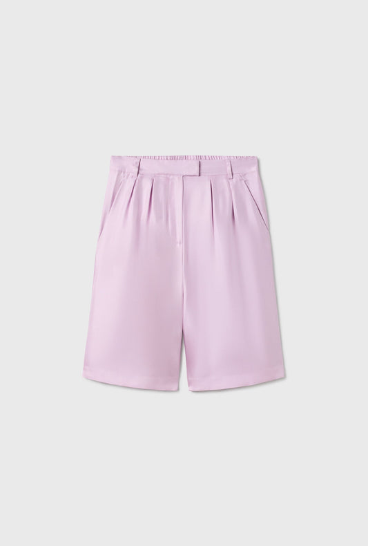 Twill Double Pleated Shorts Lilac