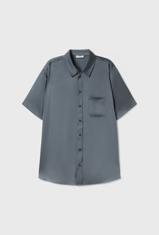 Short Sleeve Boyfriend Shirt Slate