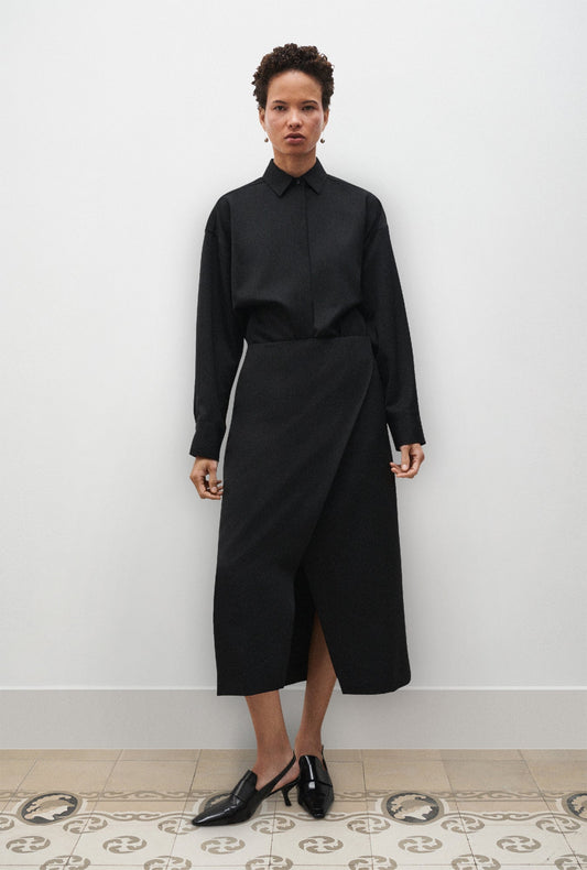 Wool Wrap Skirt Black
