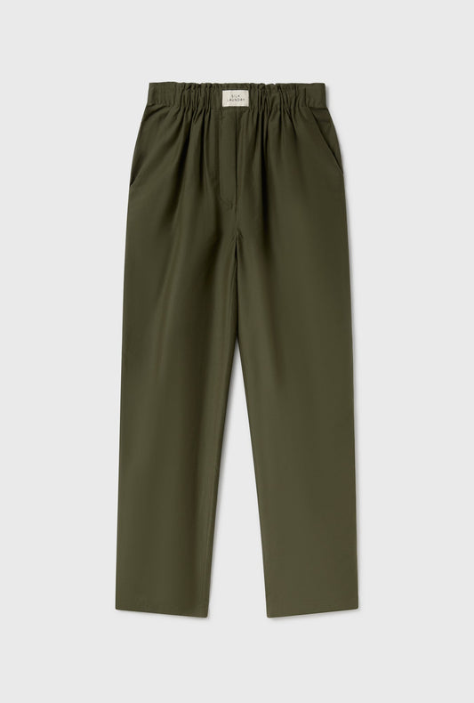 Cotton Silk Paper Bag Pants Pine