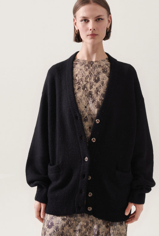 Alpaca Slouch Cardigan Black