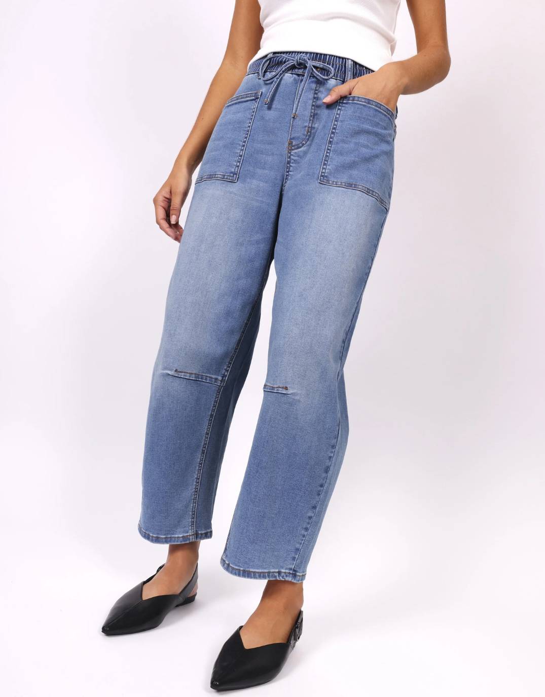 Leo Barrel Jeans - Blue Denim