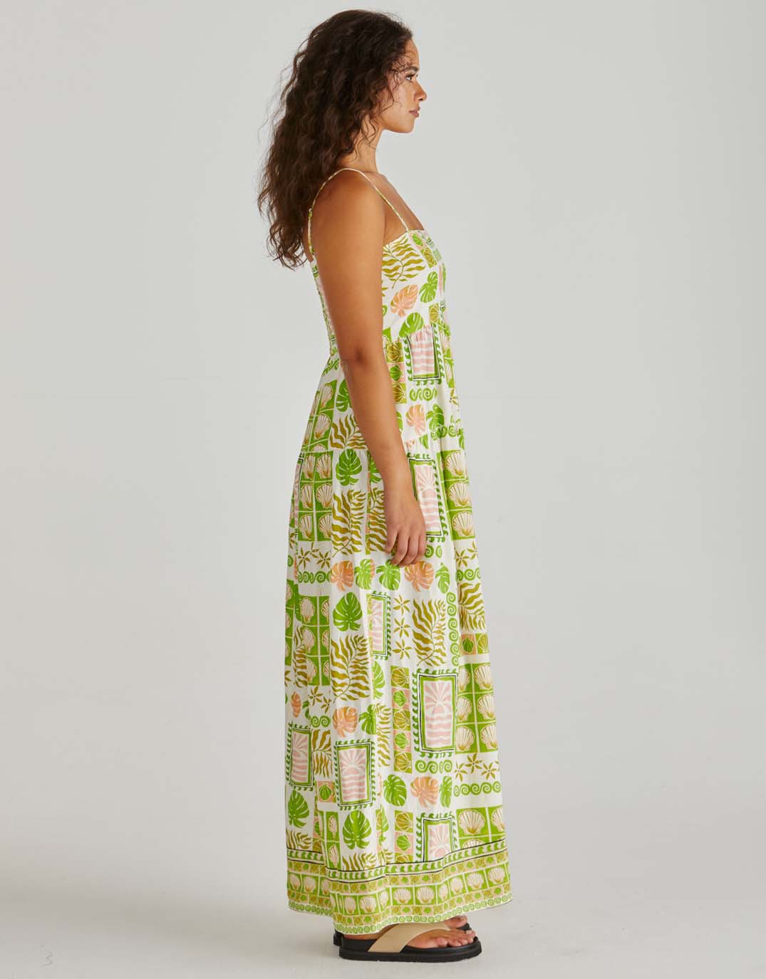 Emmett Maxi Dress - Green Shell Patchwork