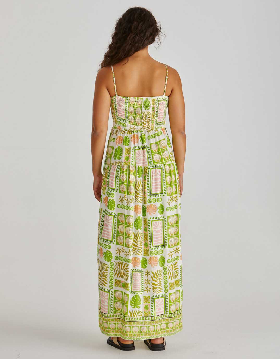 Emmett Maxi Dress - Green Shell Patchwork