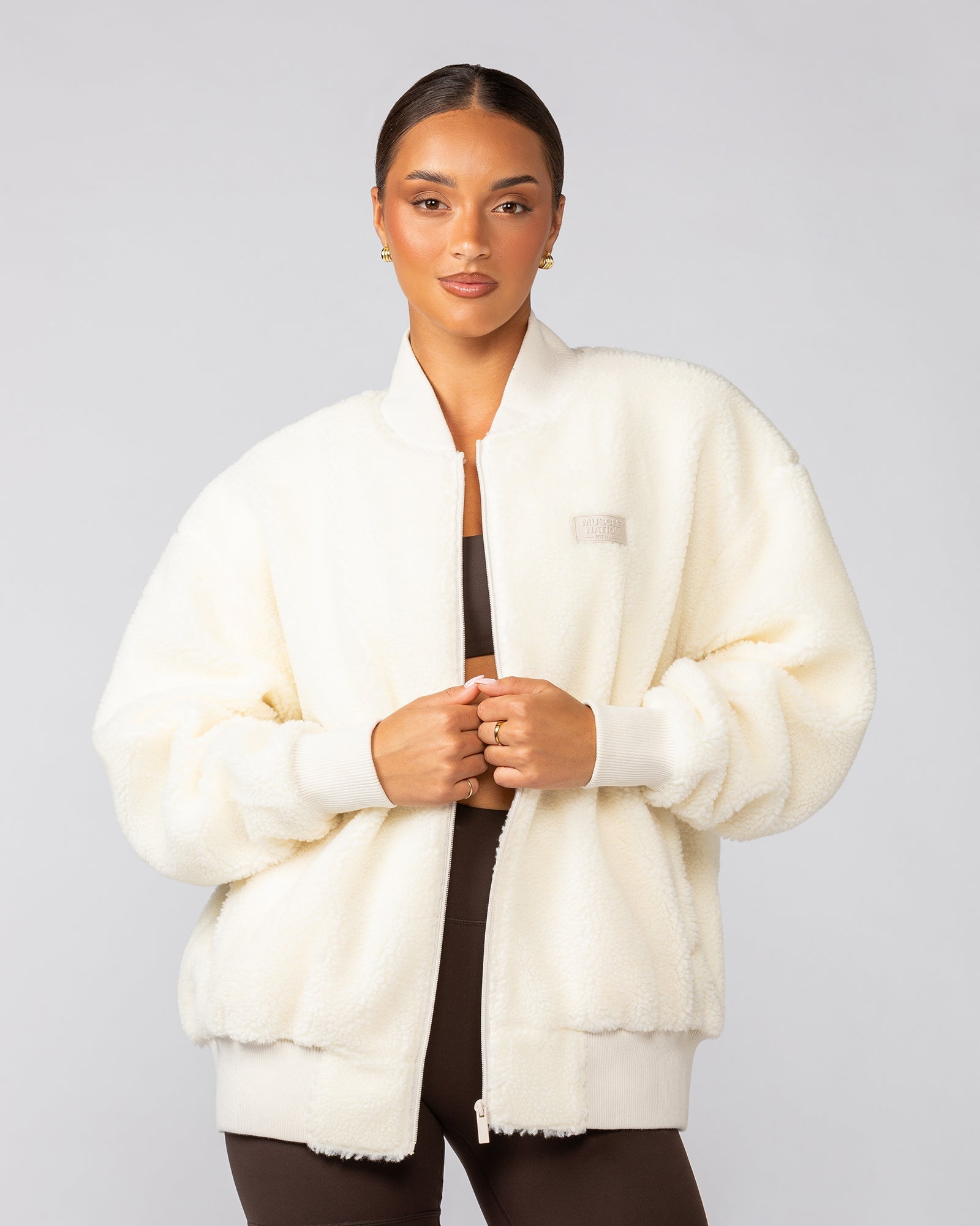 Sherpa Oversized Bomber Jacket