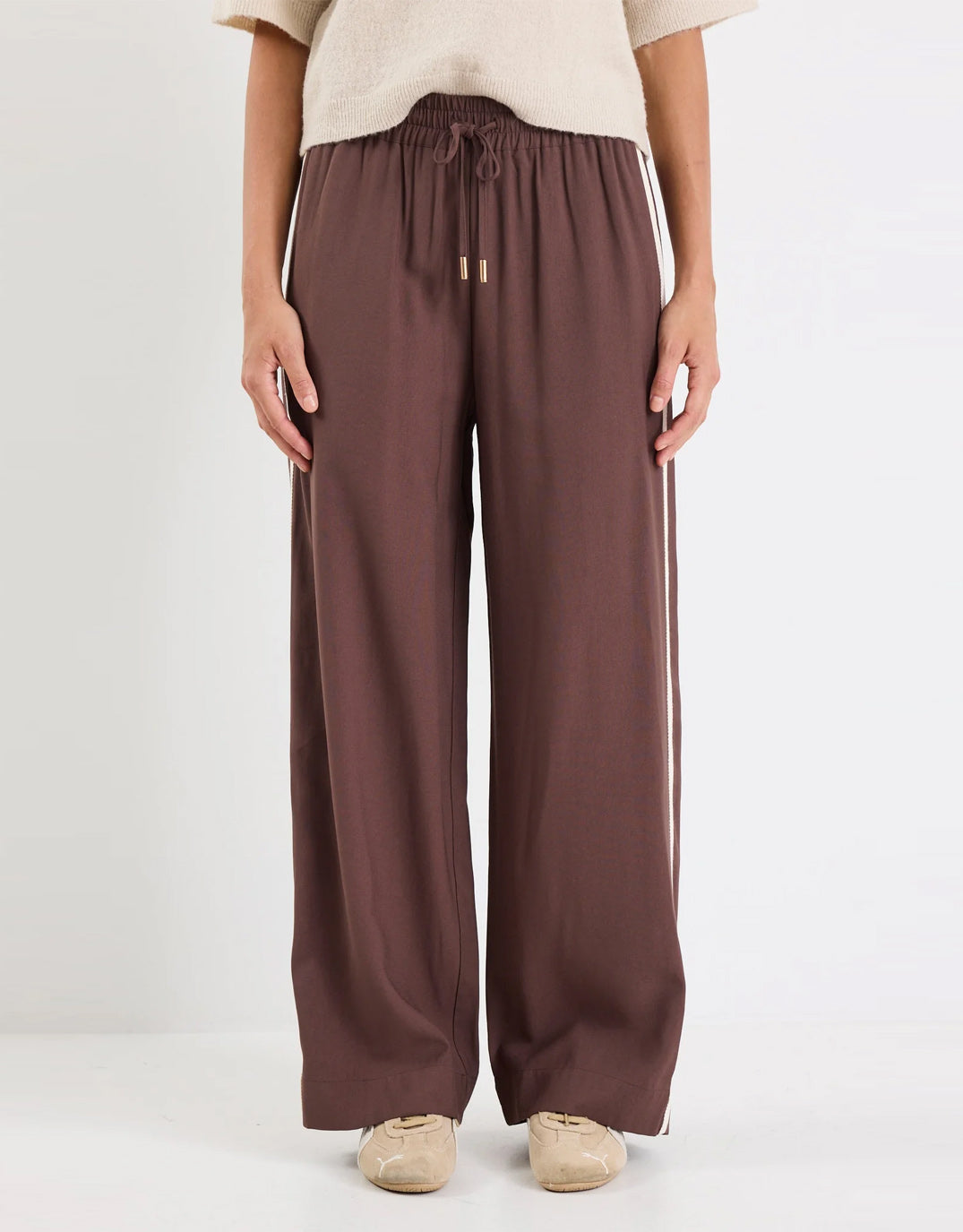 Townie Tape Wide Leg Pant - Chocolate Stripe