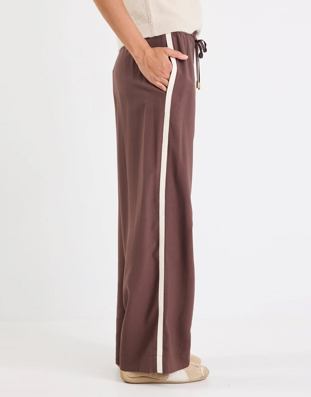 Townie Tape Wide Leg Pant - Chocolate Stripe