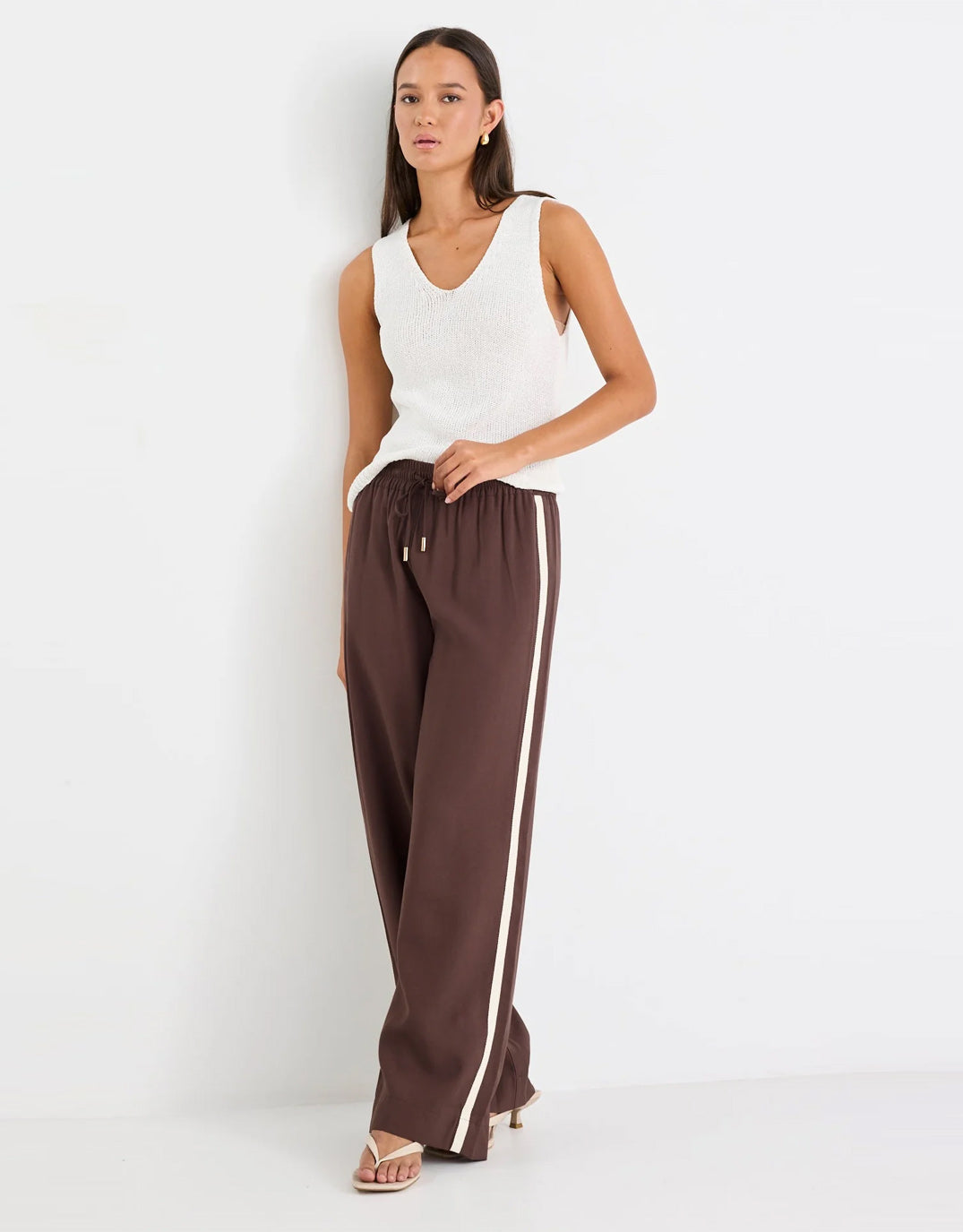 Townie Tape Wide Leg Pant - Chocolate Stripe