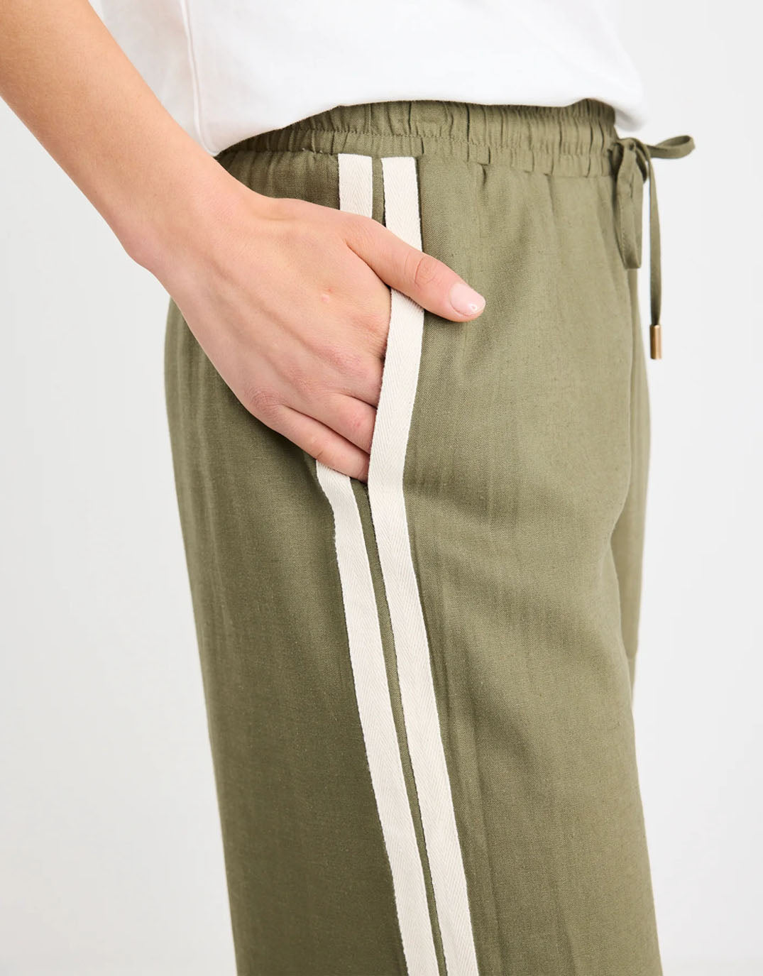 Vibe Jacquard Stripe Wide Leg Pants - Khaki