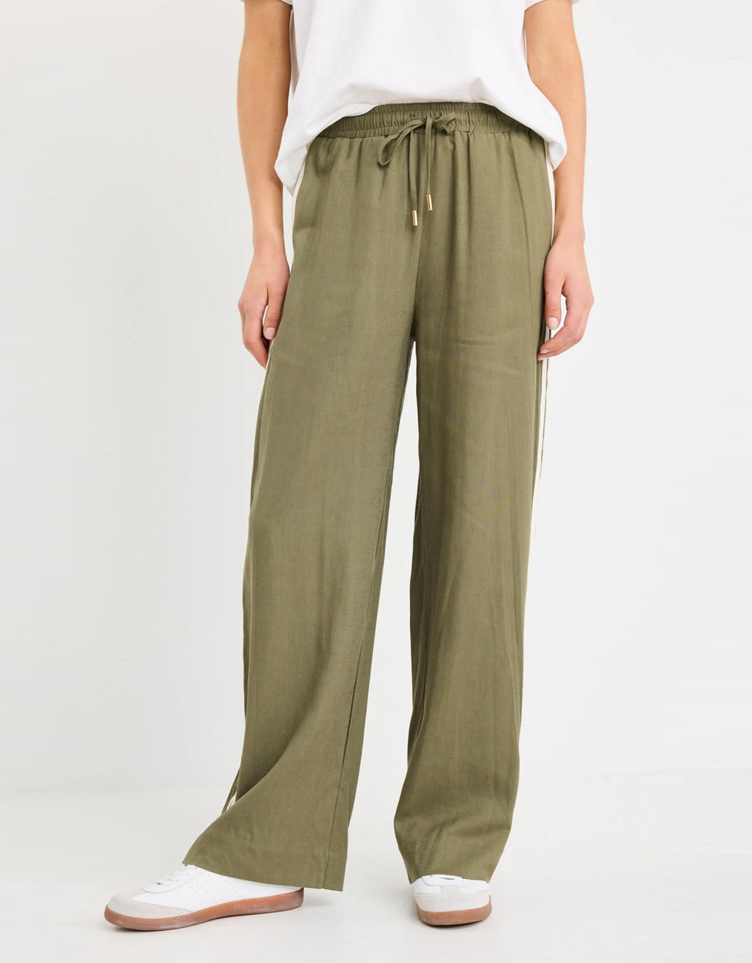 Vibe Jacquard Stripe Wide Leg Pants - Khaki