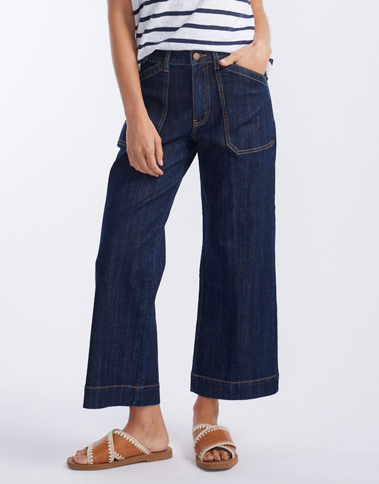 Catalina Cropped Wide Leg Jean - Indigo