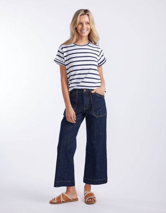 Catalina Cropped Wide Leg Jean - Indigo