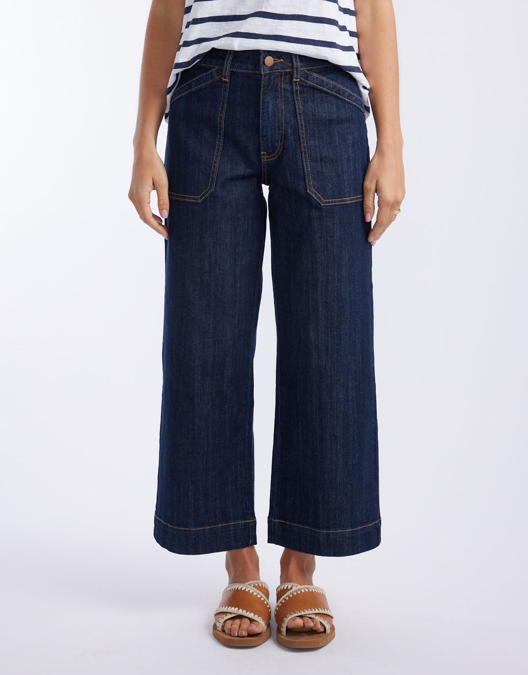 Catalina Cropped Wide Leg Jean - Indigo