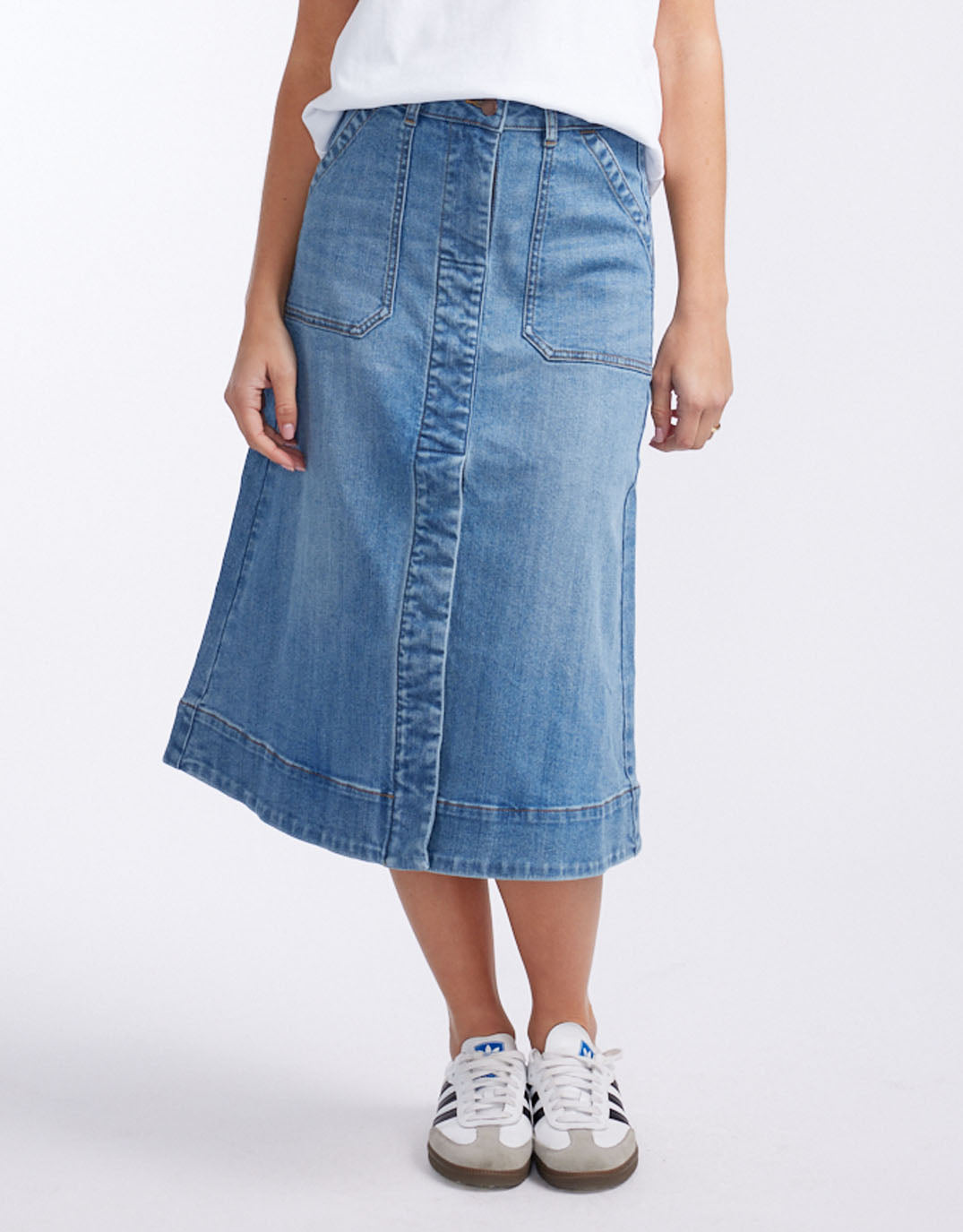 Catalina Midi Skirt - Mid Wash