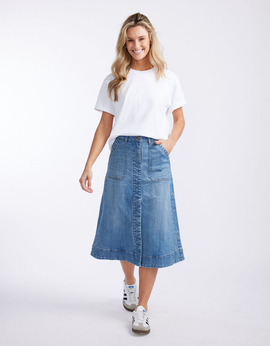 Catalina Midi Skirt - Mid Wash