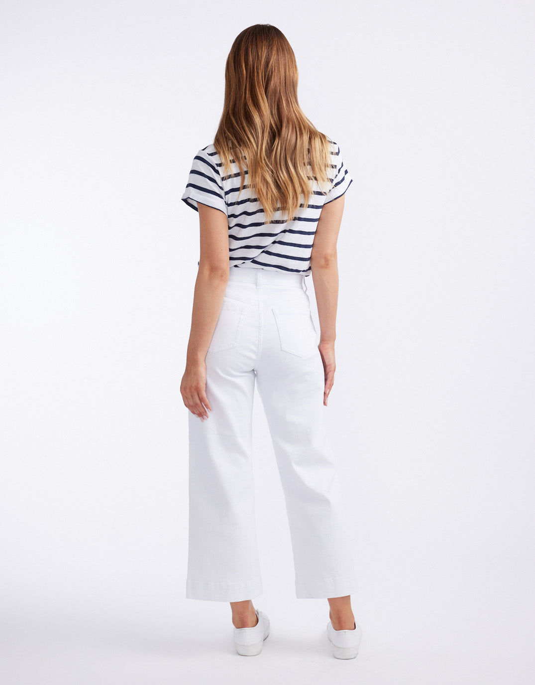 Catalina Cropped Wide Leg Jeans - White