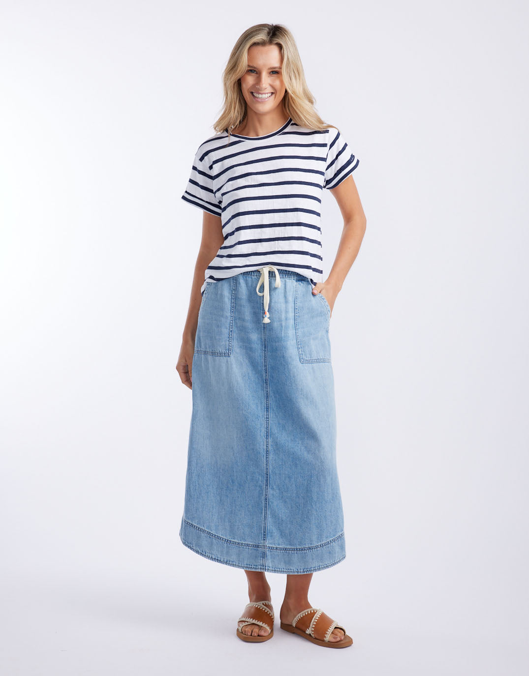Coco Midi Skirt - Mid Wash