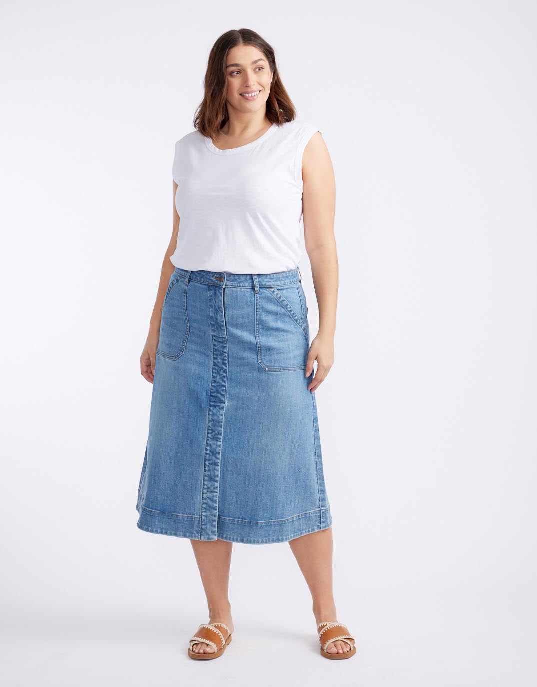 Catalina Midi Skirt - Mid Wash